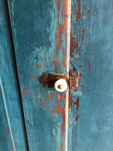 Primitive Blue Painted Cupboard