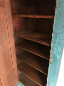 Primitive Blue Painted Cupboard