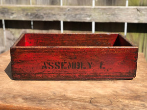 Red Wash "Assembly L" Wooden  Box